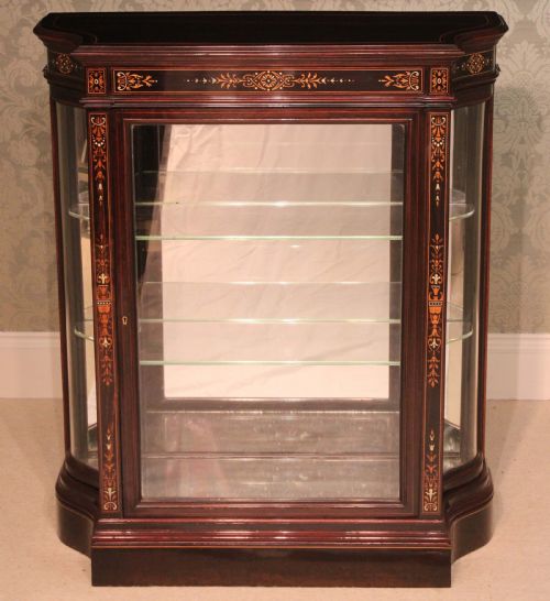 A LOVELY VICTORIAN COROMANDEL AESTHETICAL SERPENTINE ENDED PIER CABINET ATTR TO LAMB OF MANCHESTER - ADDITIONAL PHOTO 2