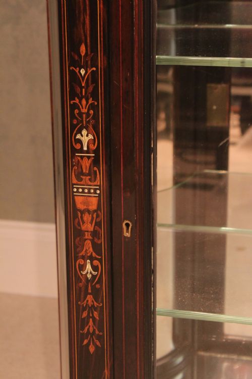 A LOVELY VICTORIAN COROMANDEL AESTHETICAL SERPENTINE ENDED PIER CABINET ATTR TO LAMB OF MANCHESTER - ADDITIONAL PHOTO 5