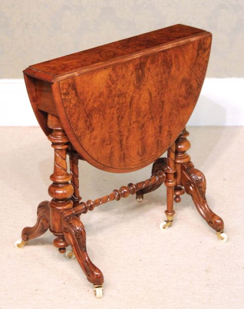 AN EXQUISITE VICTORIAN BURR WALNUT CABRIOLE LEG BABY SUTHERLAND TABLE - ADDITIONAL PHOTO 1
