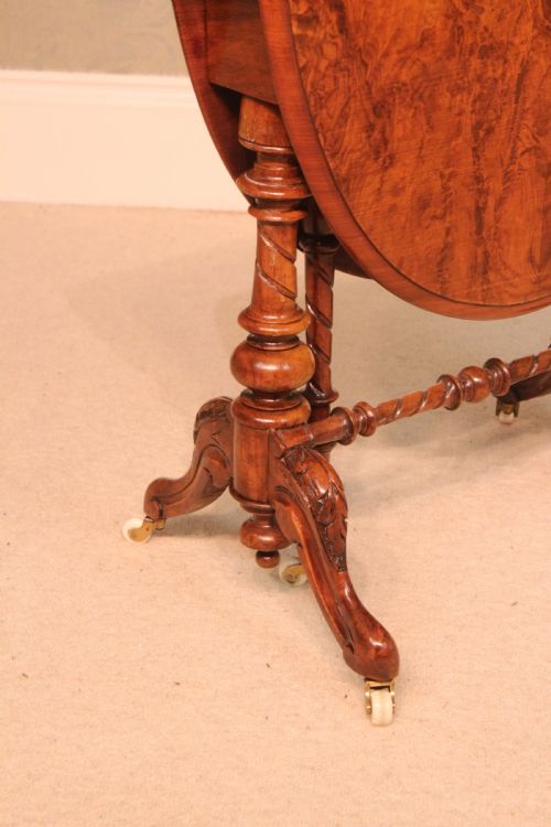 AN EXQUISITE VICTORIAN BURR WALNUT CABRIOLE LEG BABY SUTHERLAND TABLE - ADDITIONAL PHOTO 2