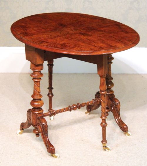 AN EXQUISITE VICTORIAN BURR WALNUT CABRIOLE LEG BABY SUTHERLAND TABLE - ADDITIONAL PHOTO 3
