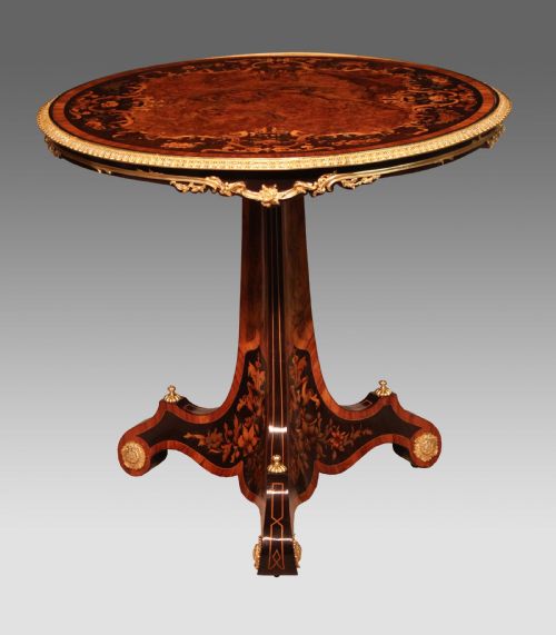 an exceptionally fine inlaid walnut and kingwood marquetry centre table attributed to edward holmes baldock - CATEGORY: ANTIQUE TABLES - DATED 1850