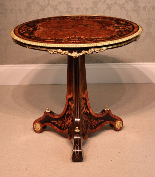 AN EXCEPTIONALLY FINE INLAID WALNUT AND KINGWOOD MARQUETRY CENTRE TABLE ATTRIBUTED TO EDWARD HOLMES BALDOCK - ADDITIONAL PHOTO 1