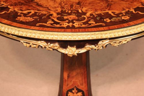 AN EXCEPTIONALLY FINE INLAID WALNUT AND KINGWOOD MARQUETRY CENTRE TABLE ATTRIBUTED TO EDWARD HOLMES BALDOCK - ADDITIONAL PHOTO 5