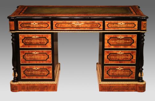 an exceptional exhibition quality inlaid partners desk in the style of holland and sons - CATEGORY: ANTIQUE DESKS - DATED 1860