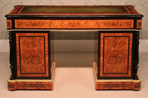 AN EXCEPTIONAL EXHIBITION QUALITY INLAID PARTNERS DESK IN THE STYLE OF HOLLAND AND SONS - ADDITIONAL PHOTO 4