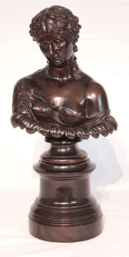 the quality late 19th century french bronze of a female bust - CATEGORY: ANTIQUE METAL - DATED 1880