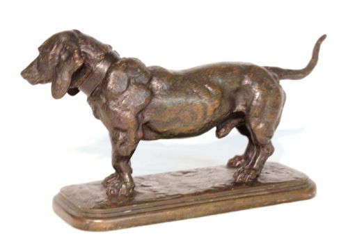 THE FINE QUALITY LATE 19TH CENTURY FRENCH BRONZE BASSET DEBOUT BY ANTOINELOUIS BARYE SIGNED - ADDITIONAL PHOTO 3