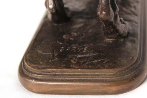 THE FINE QUALITY LATE 19TH CENTURY FRENCH BRONZE BASSET DEBOUT BY ANTOINELOUIS BARYE SIGNED - ADDITIONAL PHOTO 4