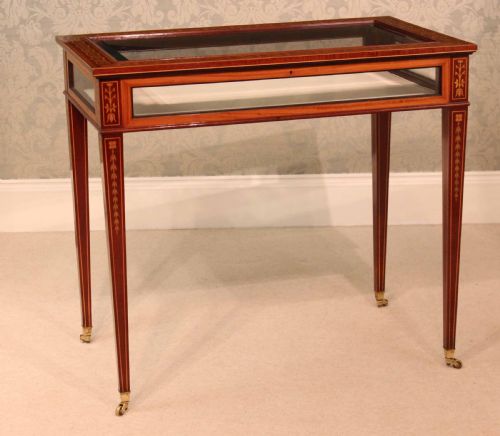 AN EDWARDS ROBERTS FINE QUALITY LATE VICTORIAN MAHOGANY INLAID RECTANGULAR BIJOUTERIE TABLE - ADDITIONAL PHOTO 6