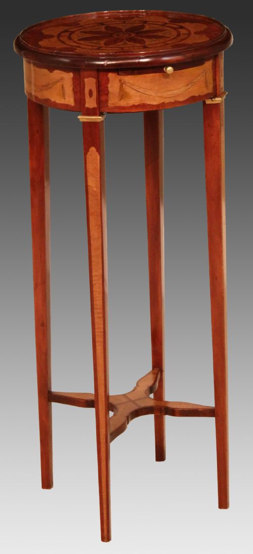 a beautiful inlaid victorian round top kettle stand - CATEGORY: ANTIQUE MISCELLANEOUS - DATED VICTORIAN