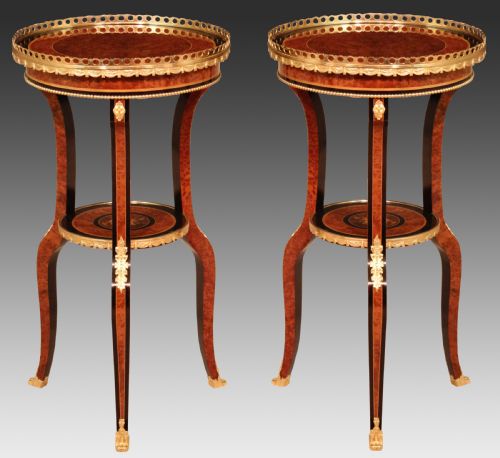 an exhibition quality pair of edwards and roberts french style inlaid and ormolu mounted side tables - CATEGORY: ANTIQUE TABLES - DATED 1870