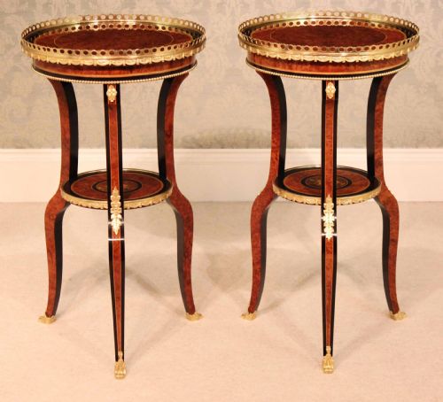 AN EXHIBITION QUALITY PAIR OF EDWARDS AND ROBERTS FRENCH STYLE INLAID AND ORMOLU MOUNTED SIDE TABLES - ADDITIONAL PHOTO 6