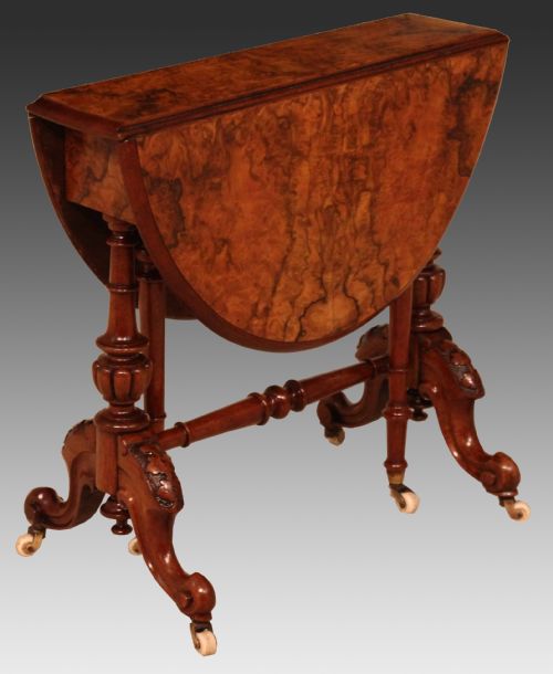 an exquisite victorian burr walnut cabriole leg baby sutherland table - CATEGORY: ANTIQUE TABLES - DATED VICTORIAN