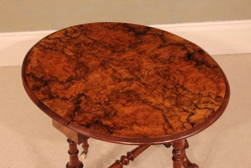 AN EXQUISITE VICTORIAN BURR WALNUT CABRIOLE LEG BABY SUTHERLAND TABLE - ADDITIONAL PHOTO 3