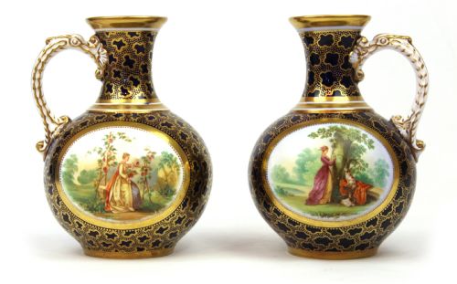 a fine pair of 18th century sevres bottle jugs - CATEGORY: ANTIQUE JUGS - DATED 18TH CENTURY