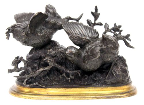 ferdinand pautrot 18321874 a 19th century french bronze bird group - CATEGORY: ANTIQUE METAL - DATED 19TH CENTURY
