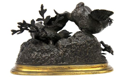 FERDINAND PAUTROT 18321874 A 19TH CENTURY FRENCH BRONZE BIRD GROUP - ADDITIONAL PHOTO 4