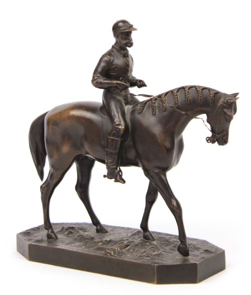 a 19th century bronze sculpture of a jockey and horse - CATEGORY: ANTIQUE SCULPTURES - DATED 19TH CENTURY