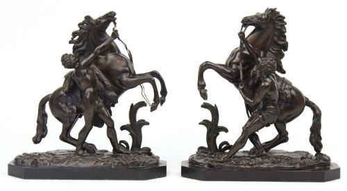 a fine pair of 19th century bronze marley horses with figures - CATEGORY: ANTIQUE METAL - DATED 19TH CENTURY