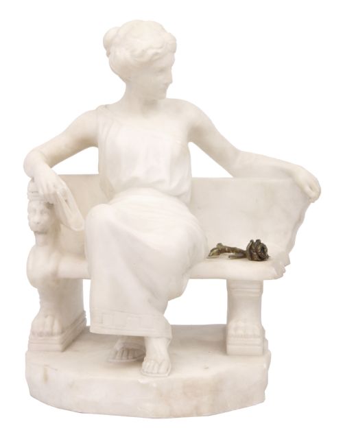 a 19th century marble sculpture modelled as a seated maiden - CATEGORY: ANTIQUE SCULPTURES - DATED 19TH CENTURY