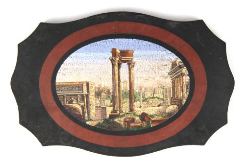 grand tour 19th century italian micro mosaic plaque - CATEGORY: ANTIQUE ART - DATED 19TH CENTURY