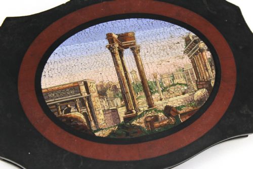 GRAND TOUR 19TH CENTURY ITALIAN MICRO MOSAIC PLAQUE - ADDITIONAL PHOTO 3