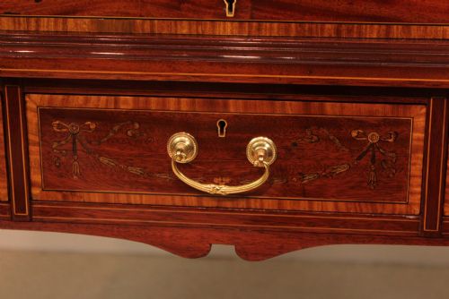 A BEAUTIFUL LATE VICTORIAN INLAID MAHOGANY CYLINDER DESK - ADDITIONAL PHOTO 1