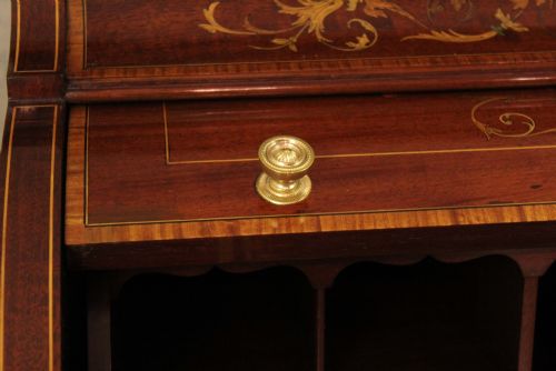 A BEAUTIFUL LATE VICTORIAN INLAID MAHOGANY CYLINDER DESK - ADDITIONAL PHOTO 6
