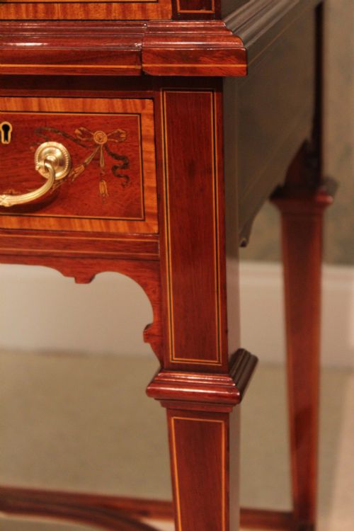 A BEAUTIFUL LATE VICTORIAN INLAID MAHOGANY CYLINDER DESK - ADDITIONAL PHOTO 7