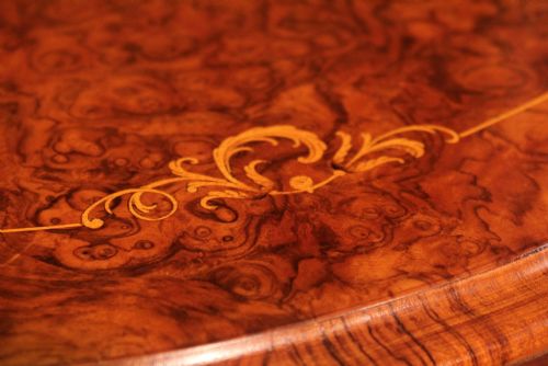 THE QUALITY VICTORIAN BURRWALNUT INLAID BABY STRETCHER TABLE - ADDITIONAL PHOTO 6