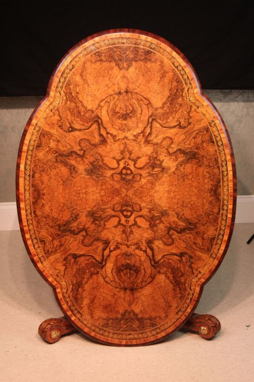 THE GILLOWS VICTORIAN BURRWALNUT KINGWOOD MOUNTED CENTRE TABLE - ADDITIONAL PHOTO 6