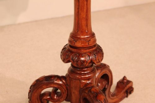 A FINE QUALITY VICTORIAN BURRWALNUT INLAID SERPENTINE EDGE TRIPOD TABLE - ADDITIONAL PHOTO 4