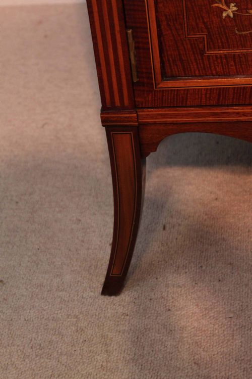 AN EXHIBITION QUALITY LATE VICTORIAN MAHOGANY MARQUETRY FIDDLEBACK DISPLAY CABINET - ADDITIONAL PHOTO 6
