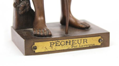 ADOLPHE JEAN LAVERGNE 18521901 BRONZE SCULPTURE OF YOUNG ANGLER - ADDITIONAL PHOTO 4