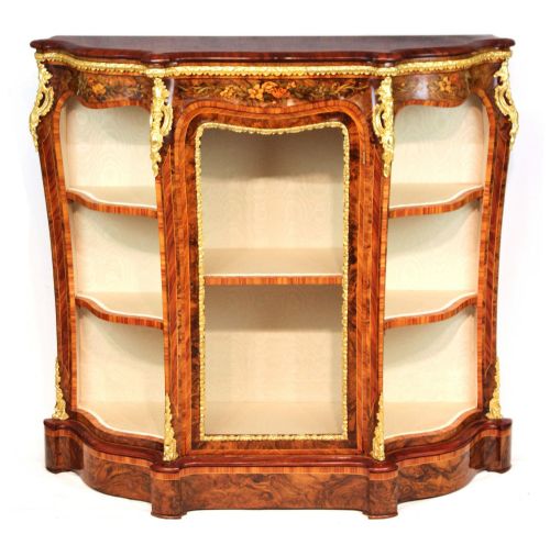 an exhibition quality inlaid victorian burr walnut and ormolu credenza - CATEGORY: ANTIQUE CABINETS - DATED VICTORIAN