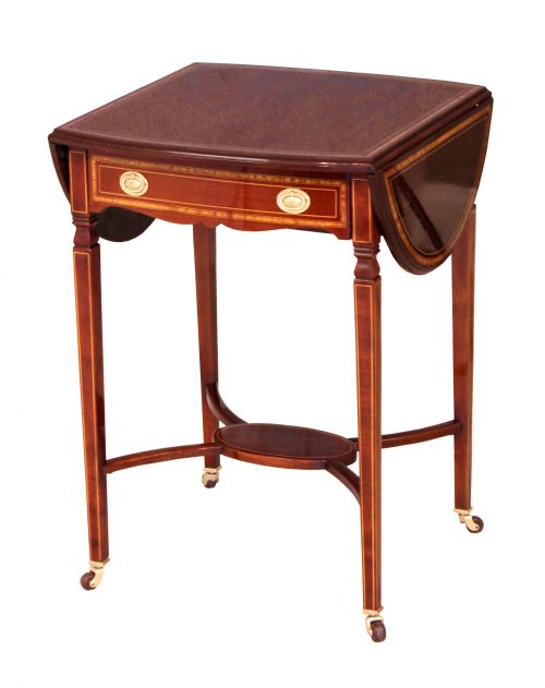 the quality edwardian mahogany inlaid pembroke table - CATEGORY: ANTIQUE TABLES - DATED EDWARDIAN