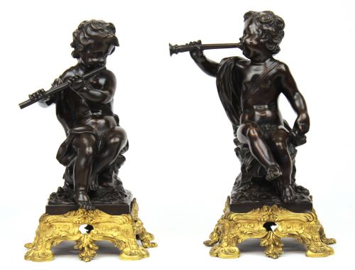 a pair of 19th century bronze cherubs - CATEGORY: ANTIQUE SCULPTURES - DATED 19TH CENTURY