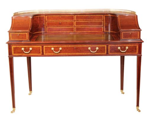 an elegant edwardian mahogany carlton house desk - CATEGORY: ANTIQUE DESKS - DATED EDWARDIAN