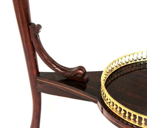 A VICTORIAN ROSEWOOD MARQUETRY TRIANGULAR DROPLEAF OCCASIONAL TABLE - ADDITIONAL PHOTO 2