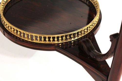 A VICTORIAN ROSEWOOD MARQUETRY TRIANGULAR DROPLEAF OCCASIONAL TABLE - ADDITIONAL PHOTO 5