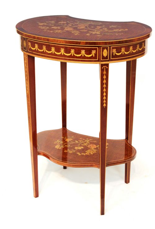 AN EDWARDS AND ROBERTS INLAID VICTORIAN MAHOGANY KIDNEY SIDE TABLE - ADDITIONAL PHOTO 5