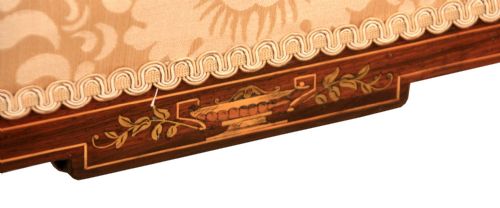 A SUPERB EDWARDIAN MAHOGANY INLAID UPHOLSTERED WINDOW SEAT - ADDITIONAL PHOTO 1