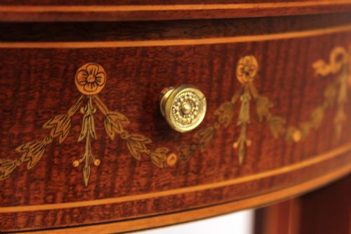 AN EDWARDS ROBERTS QUALITY VICTORIAN MAHOGANY INLAID DEMI LUNE TABLE - ADDITIONAL PHOTO 3