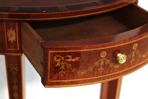 AN EDWARDS ROBERTS QUALITY VICTORIAN MAHOGANY INLAID DEMI LUNE TABLE - ADDITIONAL PHOTO 4
