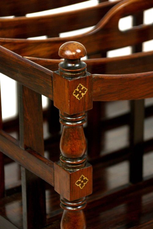 A FINE EDWARDIAN BRASS INLAID ROSEWOOD CANTERBURY - ADDITIONAL PHOTO 2