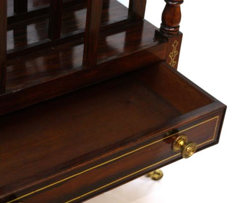A FINE EDWARDIAN BRASS INLAID ROSEWOOD CANTERBURY - ADDITIONAL PHOTO 4