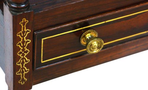 A FINE EDWARDIAN BRASS INLAID ROSEWOOD CANTERBURY - ADDITIONAL PHOTO 5