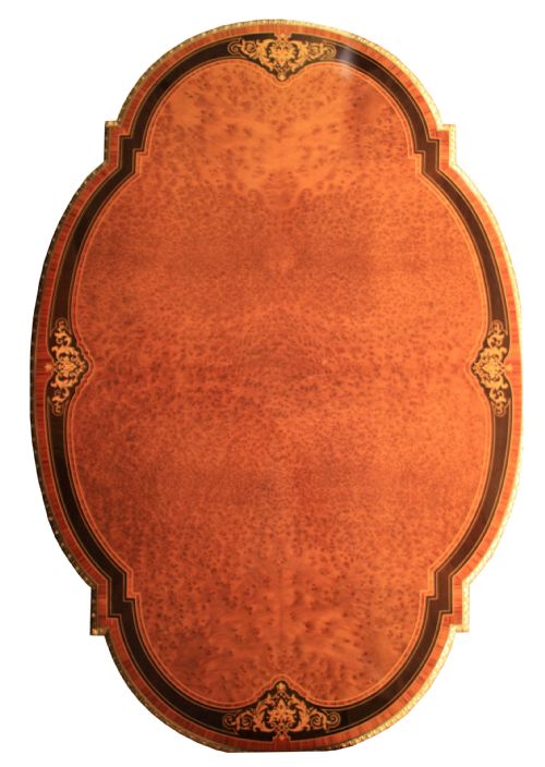 A GILLOWS VICTORIAN BURRWALNUT AND AMBOYNA MOUNTED CENTRE TABLE - ADDITIONAL PHOTO 4
