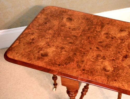 A VICTORIAN FINE QUALITY BURR WALNUT INLAID BABY SUTHERLAND TABLE - ADDITIONAL PHOTO 5